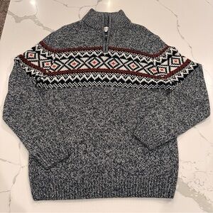 Vintage Next Faire Isle Mock Neck 1/4 Zip Sweater Mens L Wool Blend 90s Y2K Dad